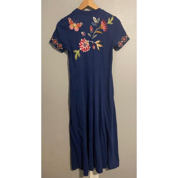 Johnny Was Gracey Crew Neck Swing Dress Womens XXS Embroidered Floral Butterfly - Picture 4 of 10